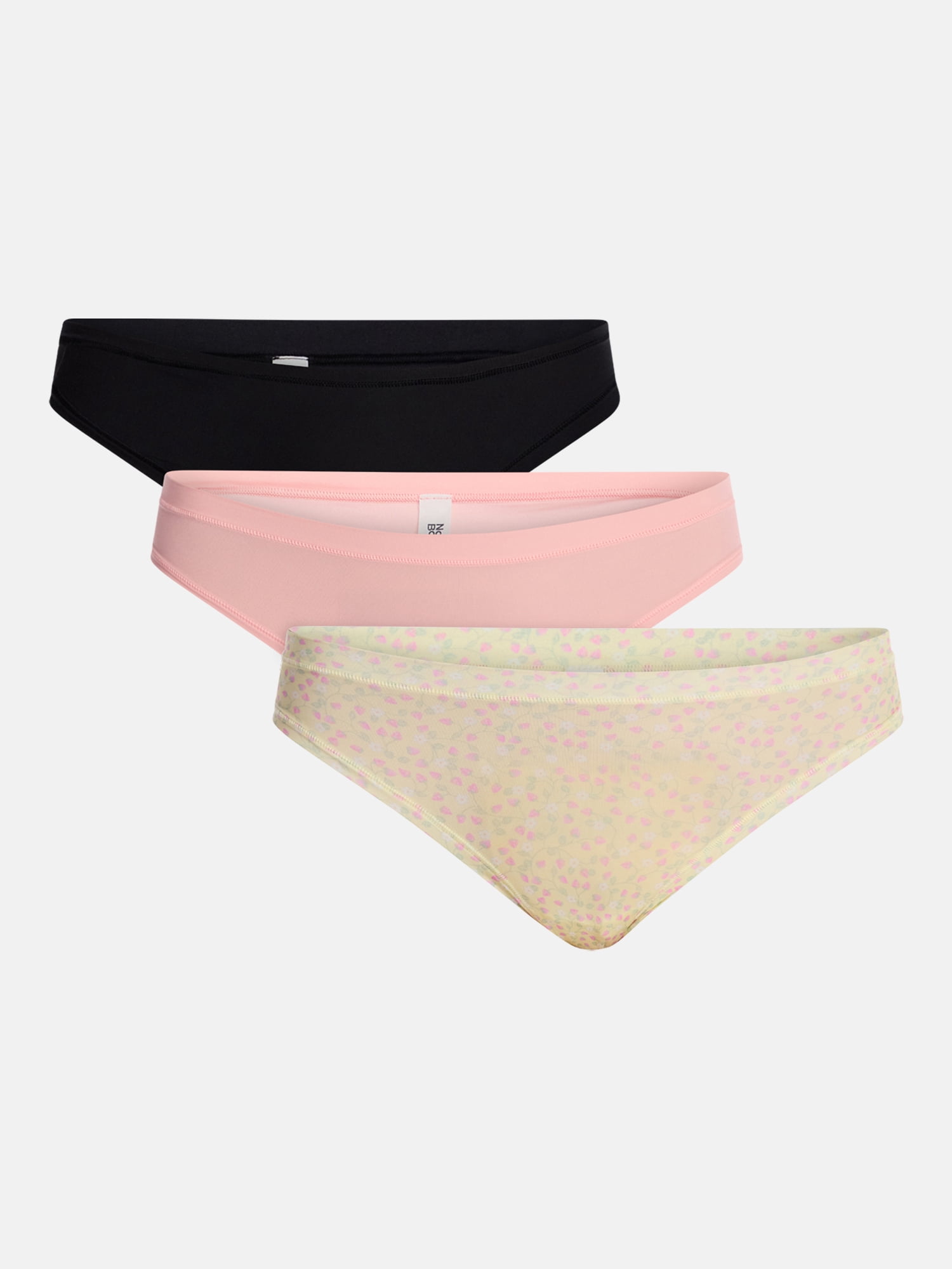 No Boundaries Fit Stretch Thong Panties, 3-Pack, Women's XS-XXXL