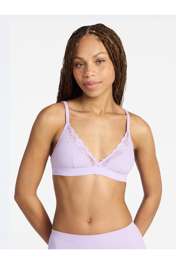 Fit Stretch Triangle Bralette with Lace, Women's XS-3XL