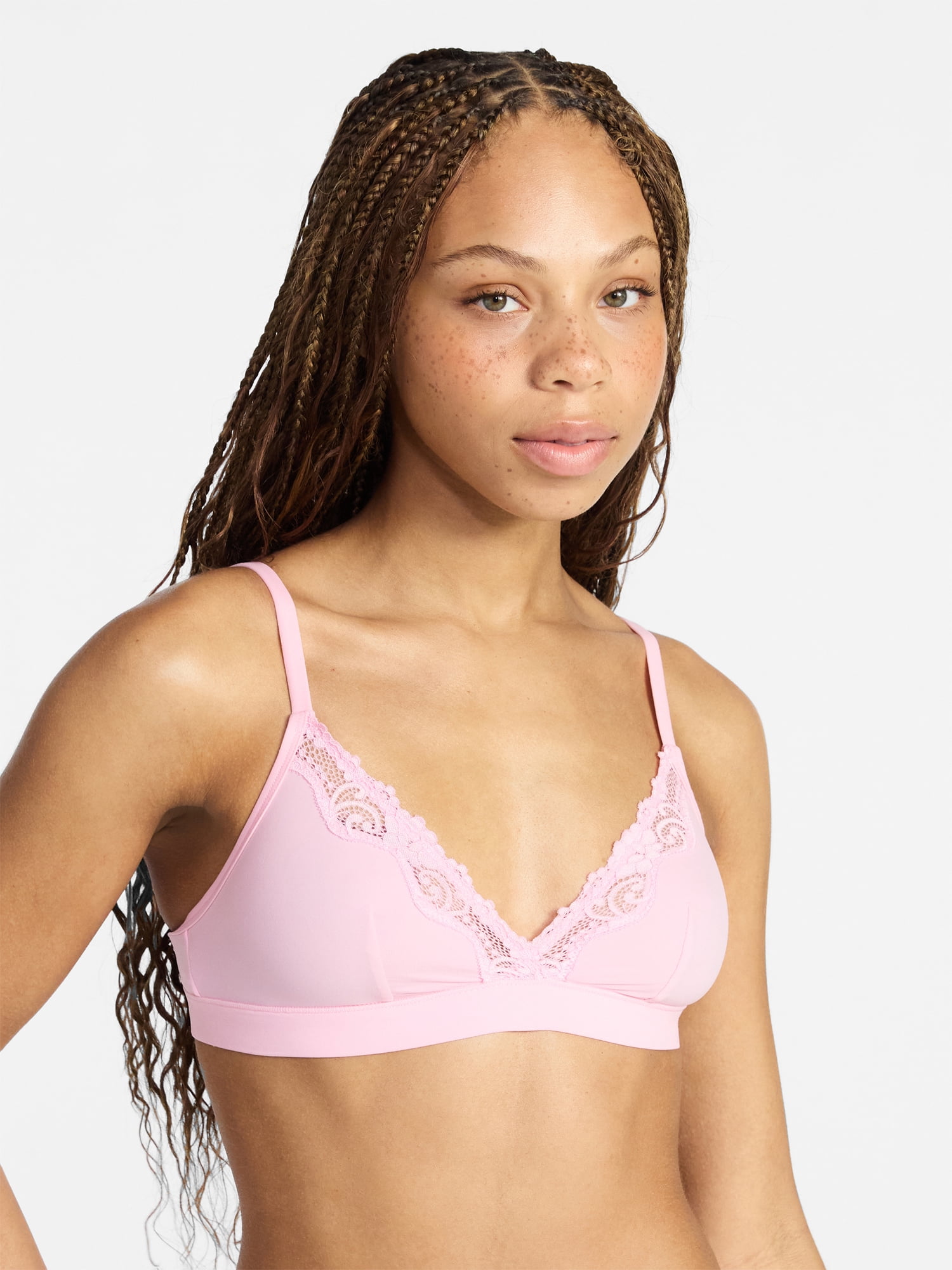 No Boundaries Fit Stretch Triangle Bralette with Lace, Women's XS-3XL