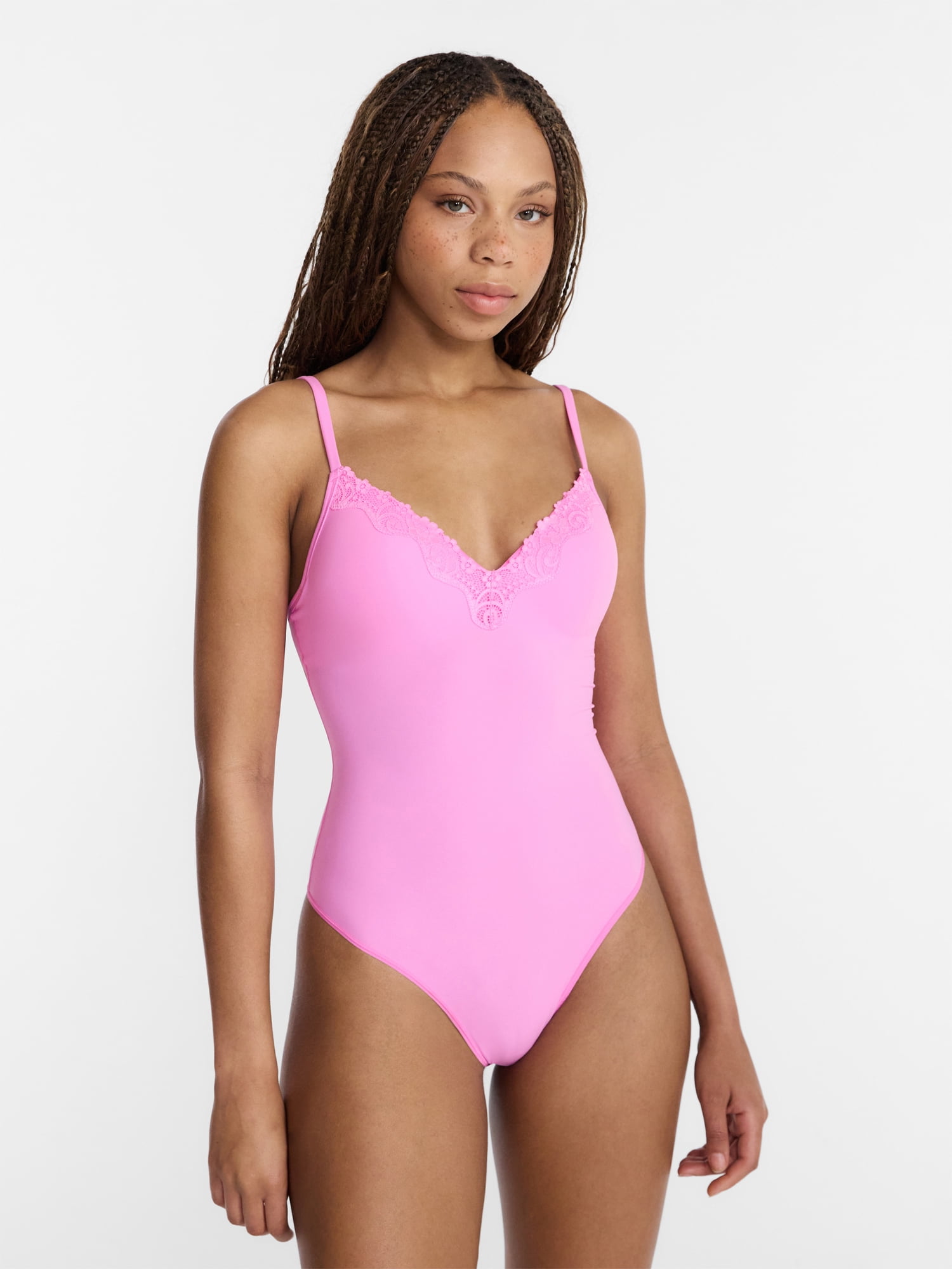 No Boundaries Fit Stretch Lace Wireless Bodysuit, Women's XS-XXXL