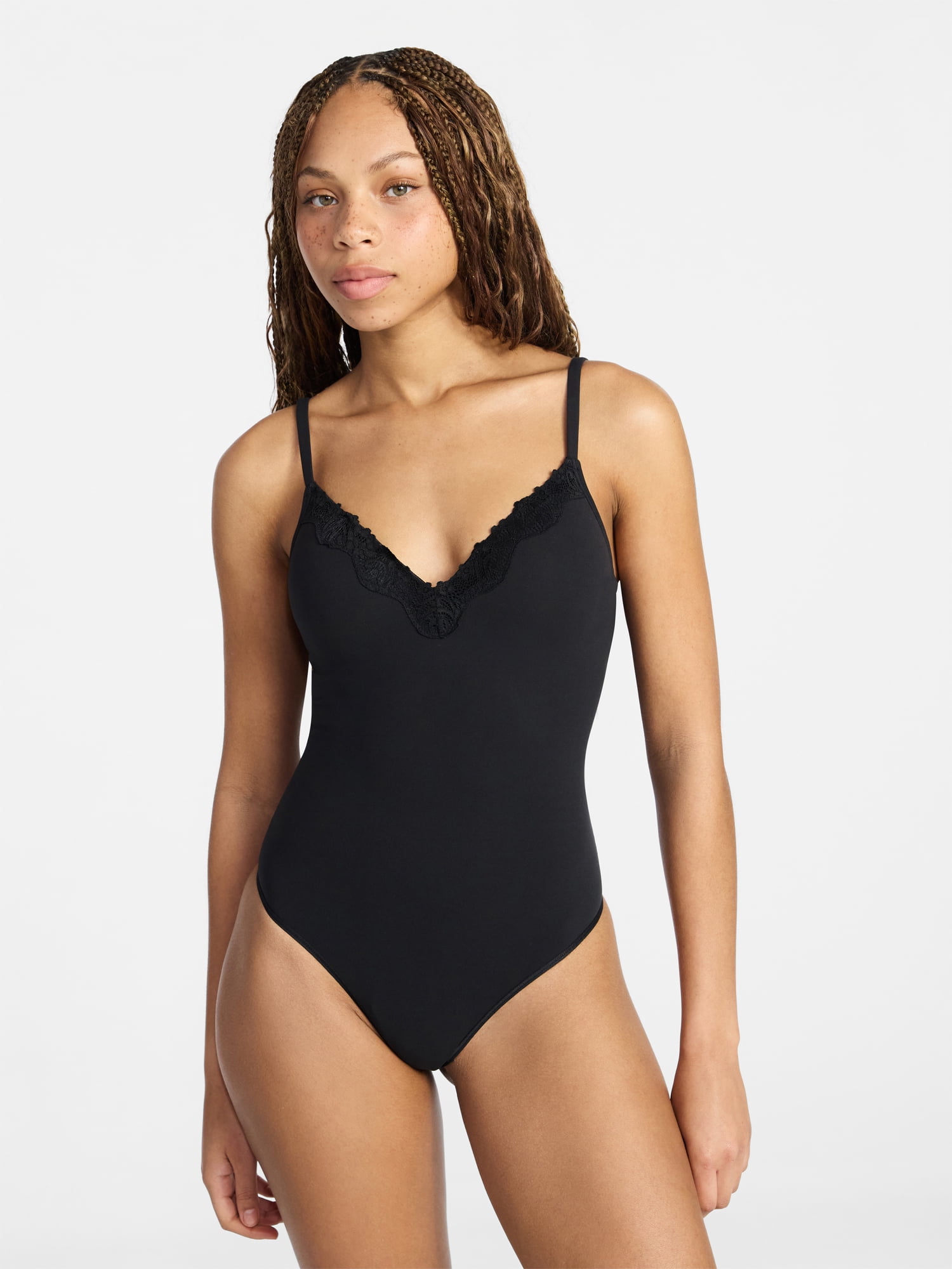 No Boundaries Fit Stretch Lace Wireless Bodysuit, Women's XS-XXXL
