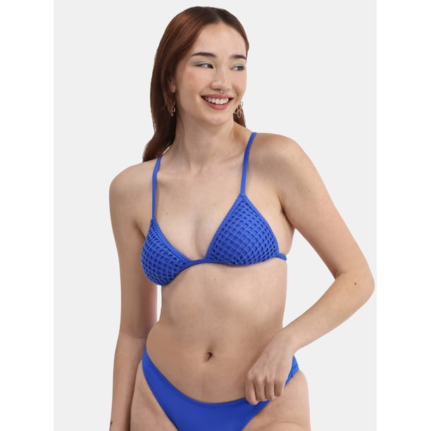 No Boundaries Women's Fixed Triangle Bikini Top with Crossback