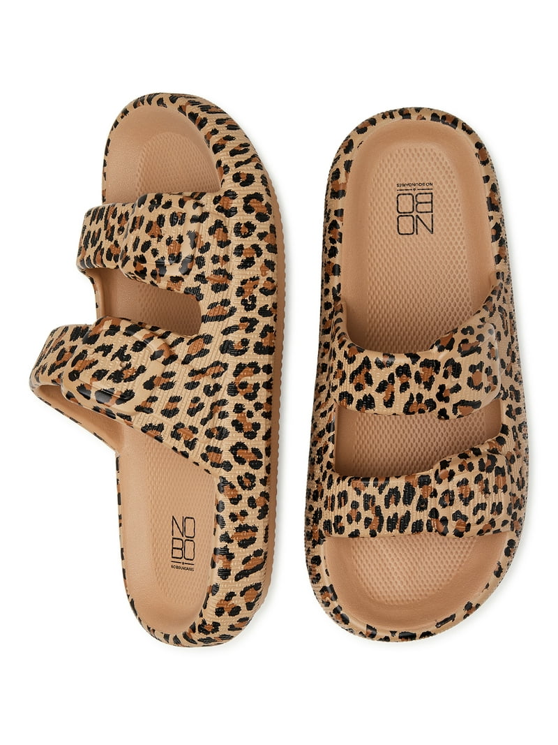 No Boundaries Women's Flat Double Buckle Comfort Slide Sandals