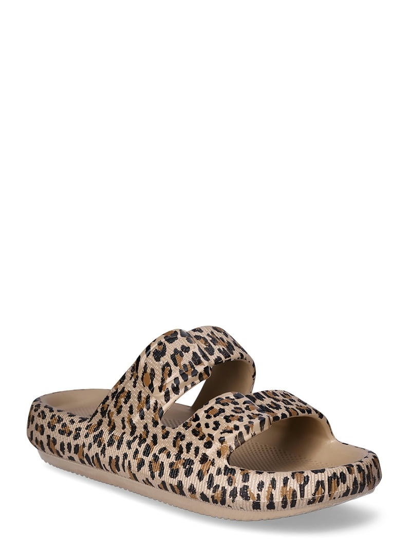 No Boundaries Women's Double Buckle Comfort Slide Sandals with