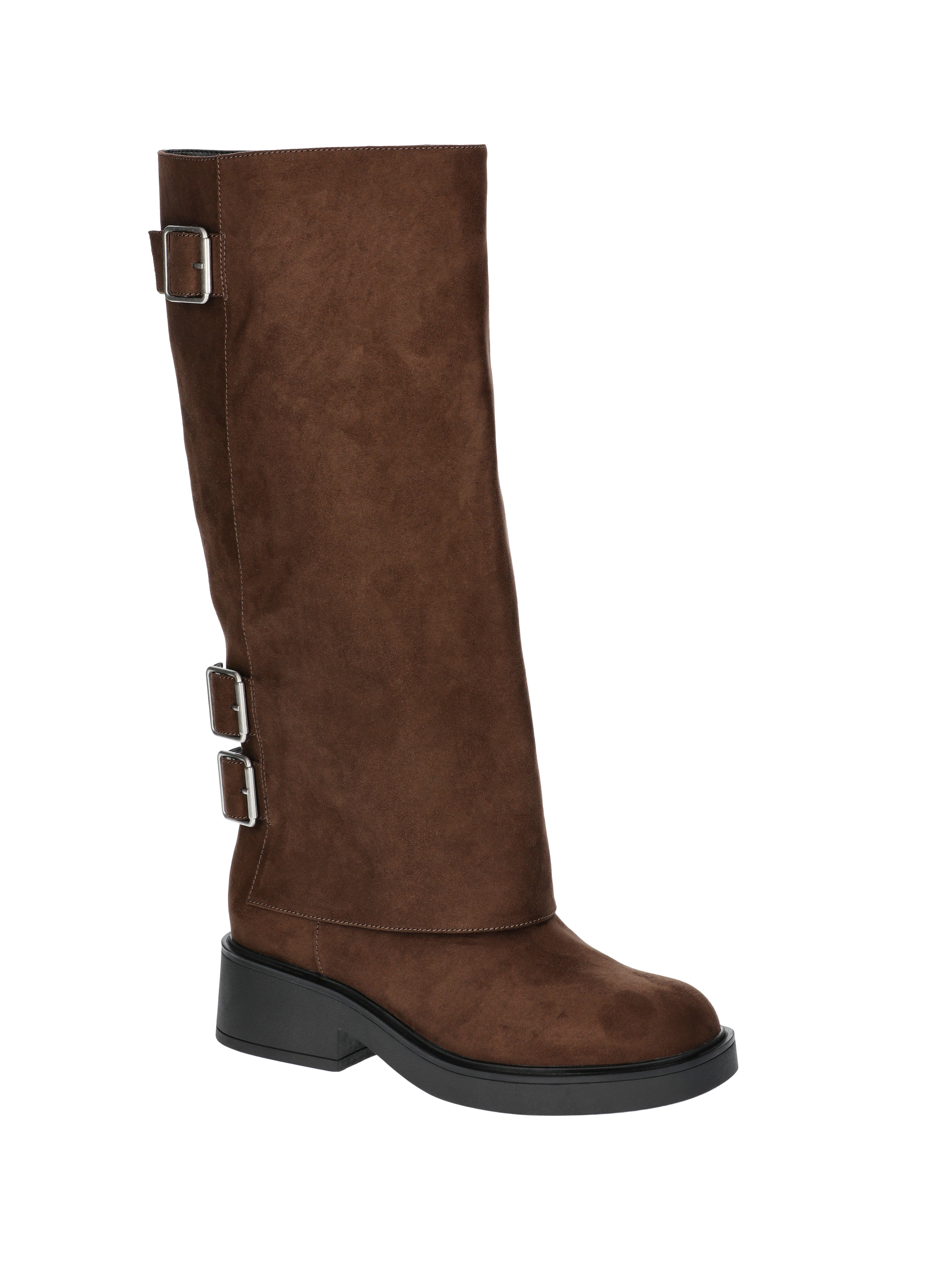 No Boundaries Women's Foldover Buckle Moto Boots - Walmart.com