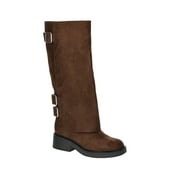 No Boundaries Women's Foldover Buckle Moto Boots