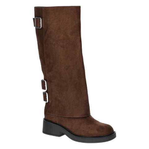 No Boundaries Women's Foldover Buckle Moto Boots