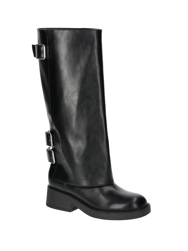 No Boundaries Women's Foldover Buckle Moto Boots - Walmart.com