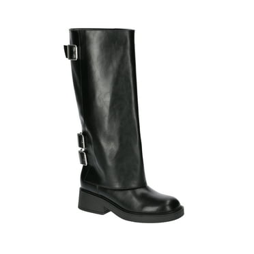 No Boundaries Women's Foldover Buckle Moto Boots
