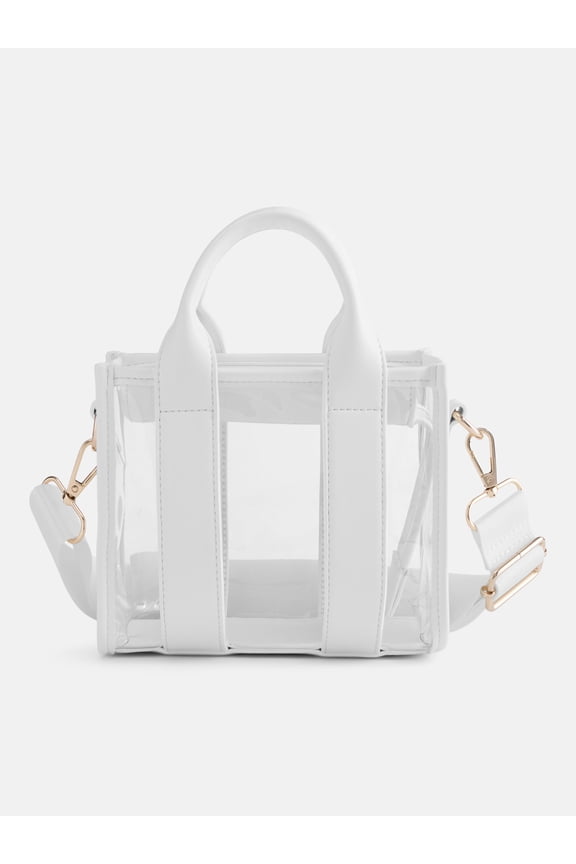 Women's Game Day Clear Boxy Mini Tote Bag, White