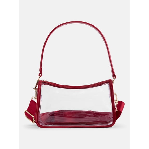 No Boundaries Women's Game Day Clear Mini Shoulder Bag, Red