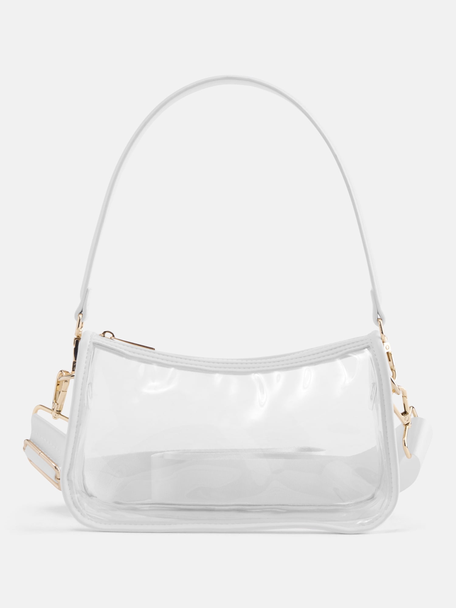 No Boundaries Women's Game Day Clear Mini Shoulder Bag, White