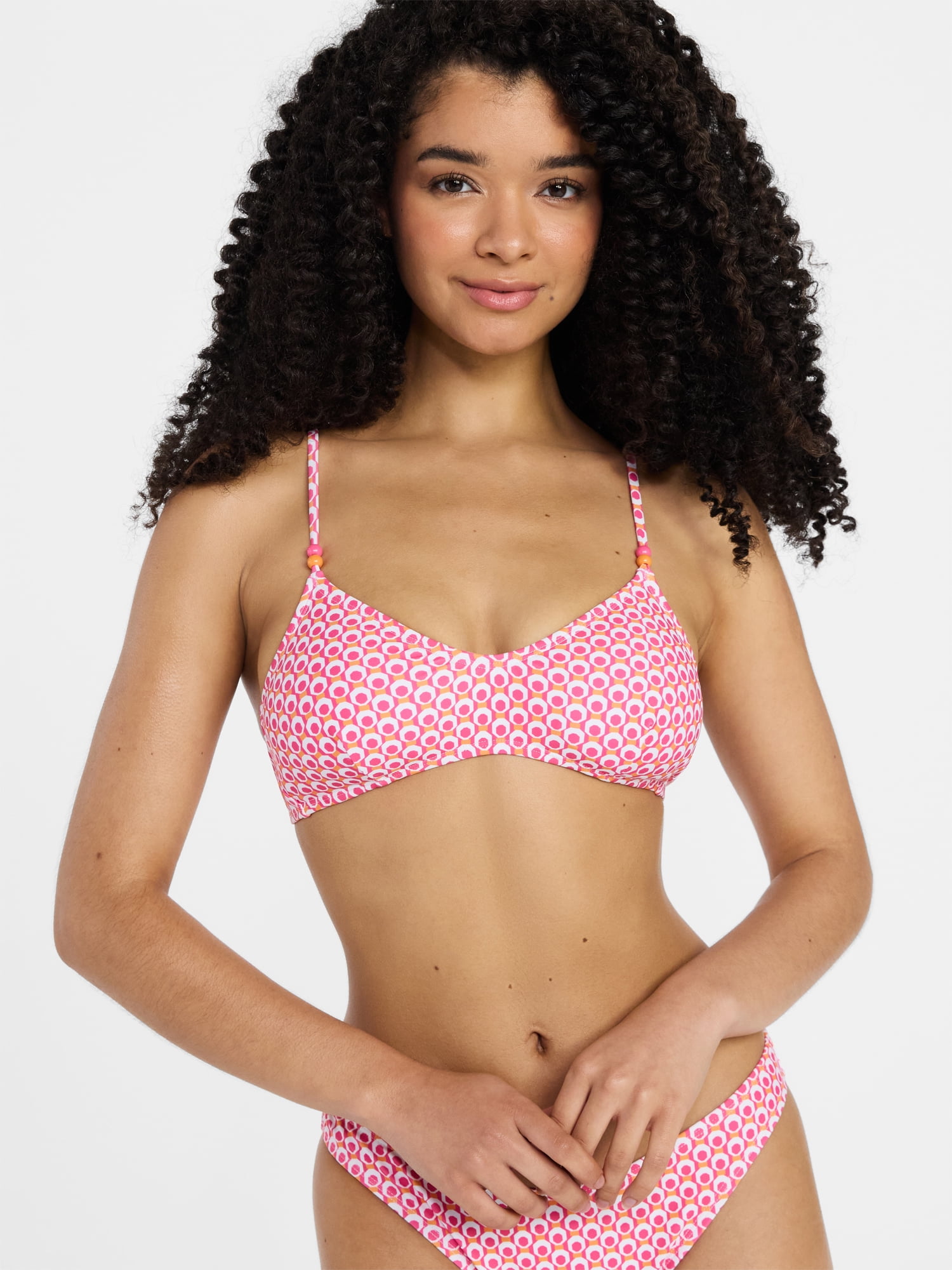 No Boundaries Geo Jam Bralette Bikini Top, Women's XXS-XXL