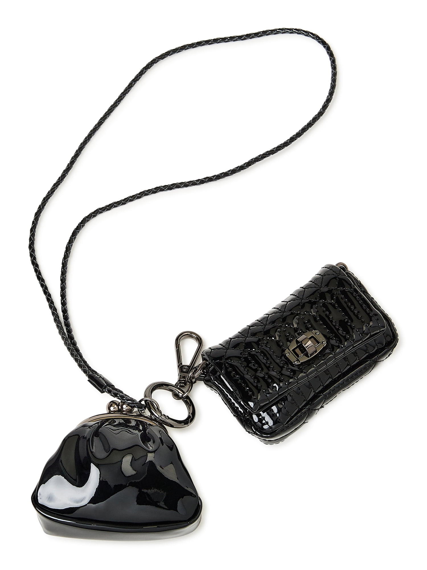 No Boundaries Women's Gifting Micro Mini Crossbody Handbag & Kisslock Black