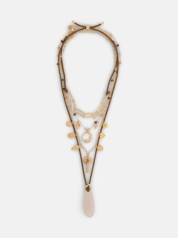Women's Gold Tone Cord Celestial Necklaces Set, 4 Piece