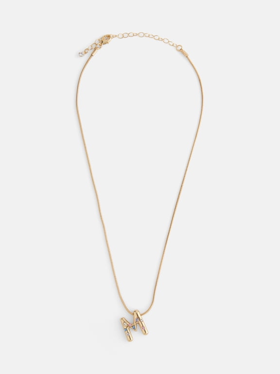 Women's Gold Tone Initial Letter M Necklace with Faux Crystals
