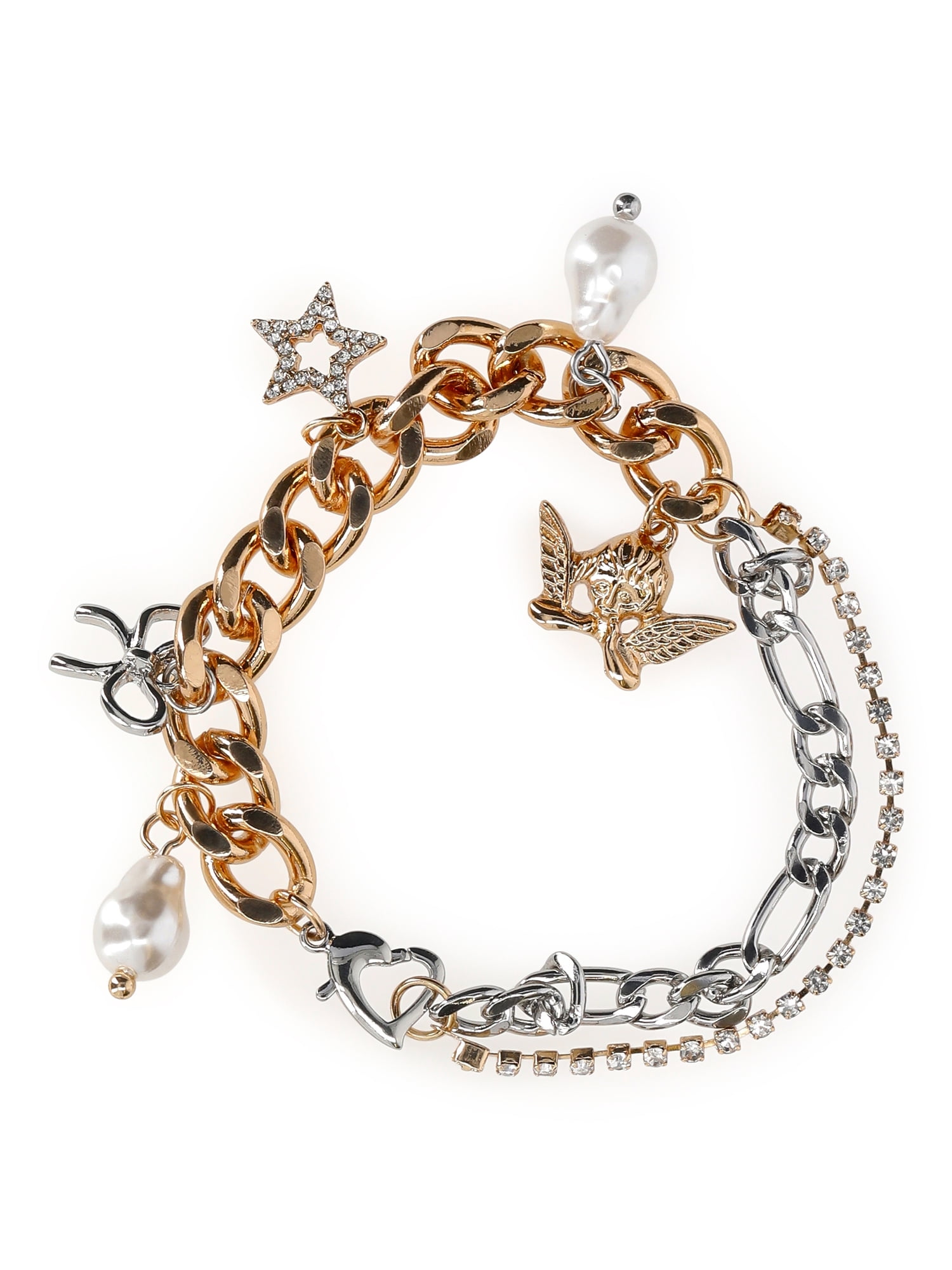 No Boundaries Women's Gold Tone and Silver Tone Charm Bracelet