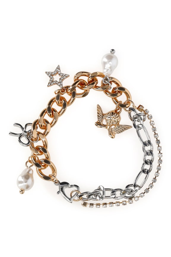 Women's Gold Tone and Silver Tone Charm Bracelet