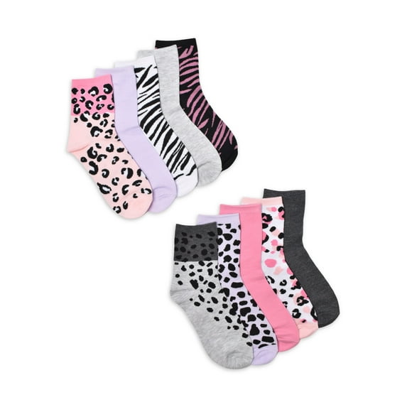 No Boundaries Women's Graphic Shortie Crew Socks, 10-Pack, Shoe Size 4-10
