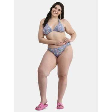 No Boundaries Women's Halter Slide Triangle Soft Tie Swim Top, Sizes XXS - XXL