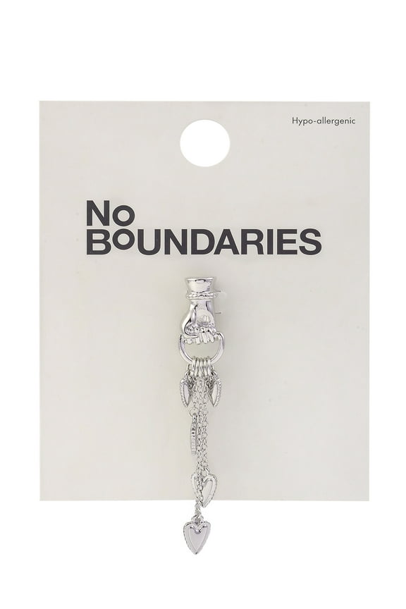 Silver-Tone Hand with Heart Drops Pin, Women's