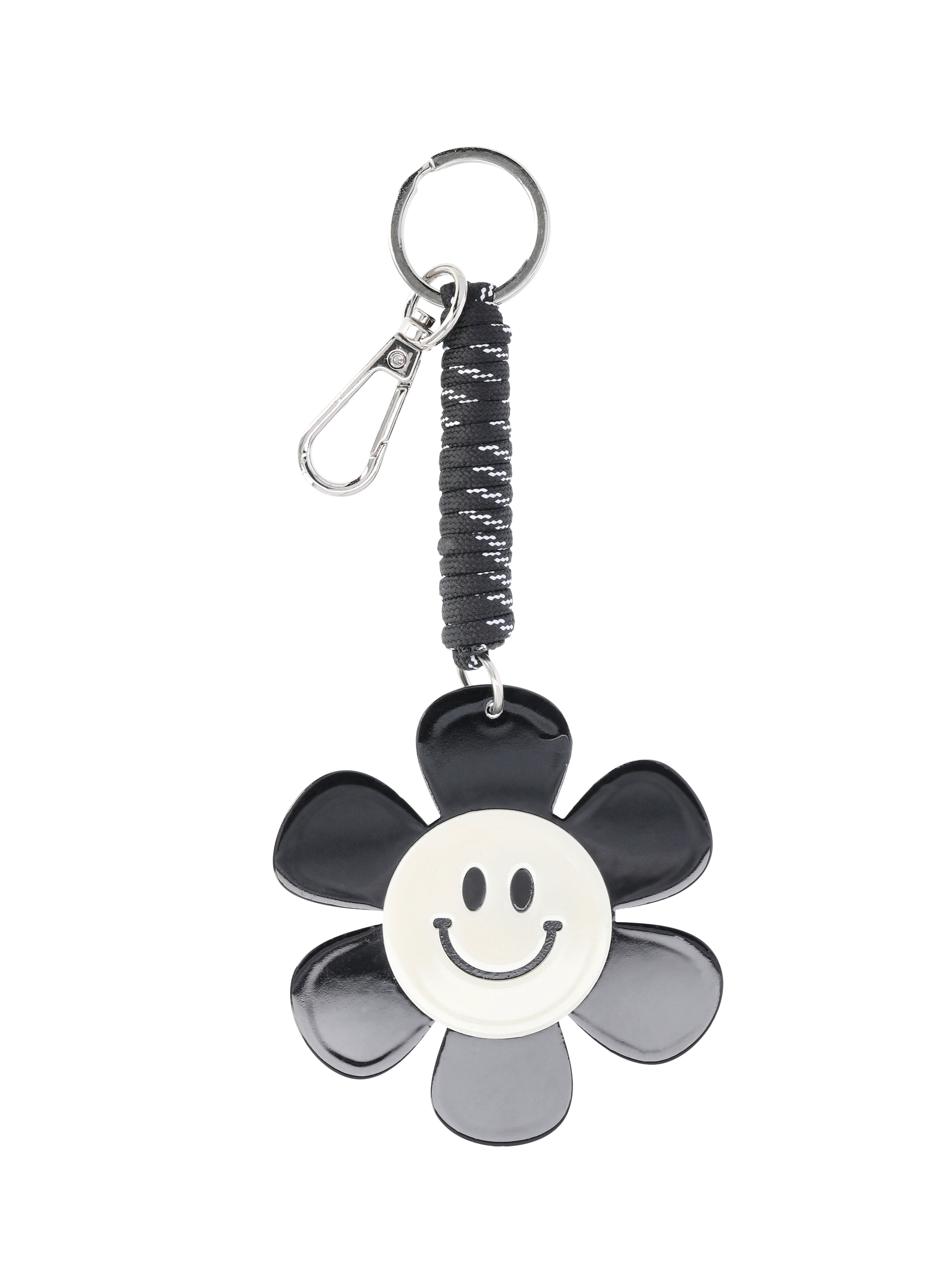 No Boundaries Women's Hands Free Bag Charm, Black/White Flower Bungee