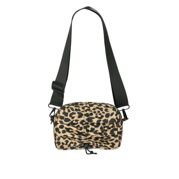 No Boundaries Women's Hands Free Belt Bag with Bungee Toggle, Leopard