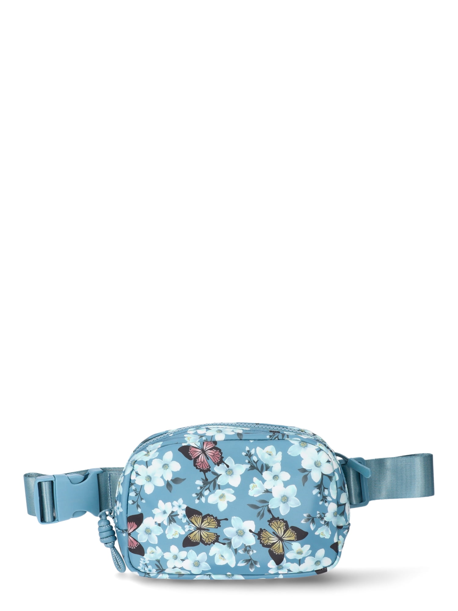 No Boundaries Women s Hands Free Fanny Pack Teal Butterfly Walmart
