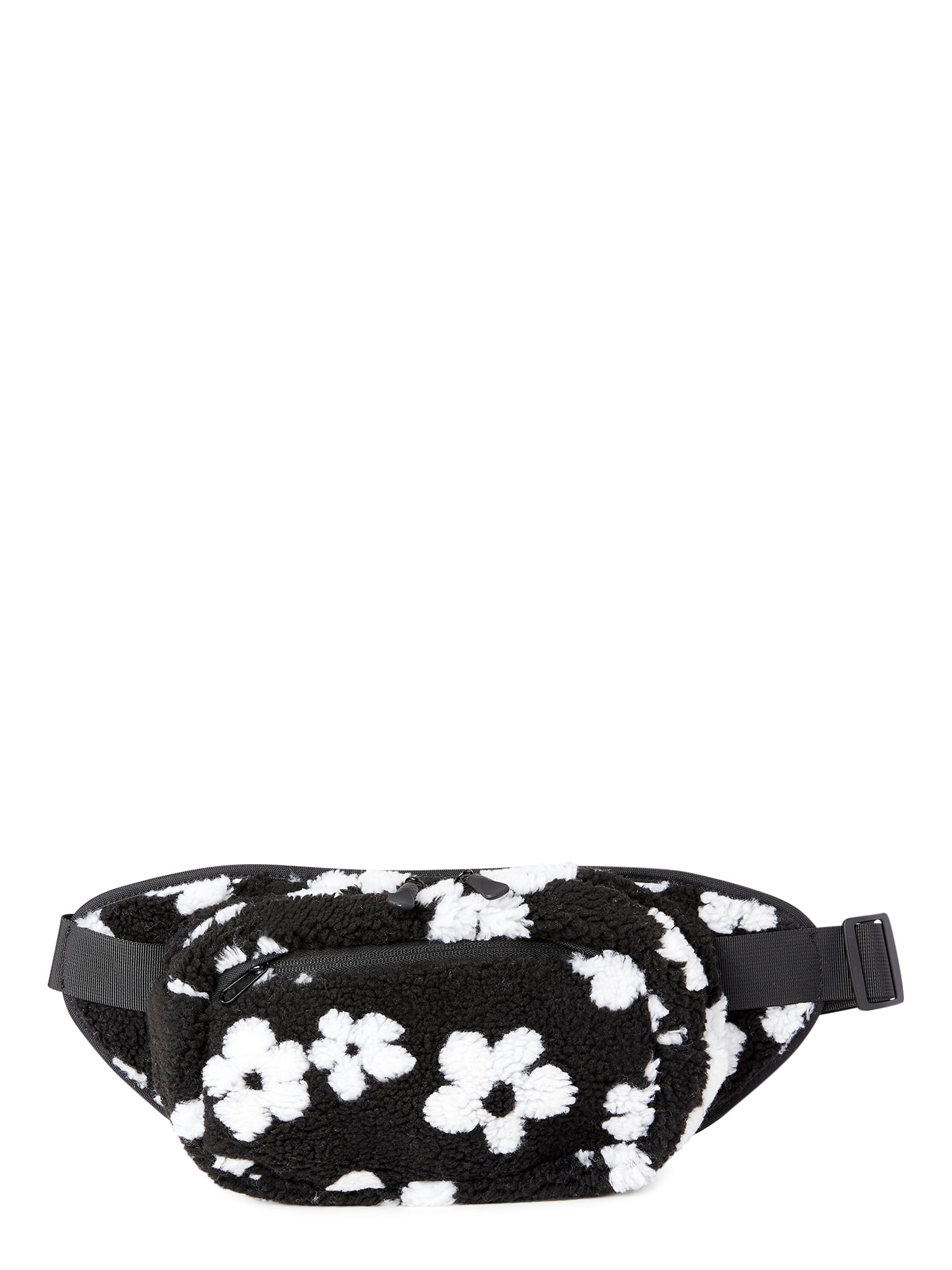No Boundaries Women's Hands Free Rectangular Fanny Pack Black and White  Floral