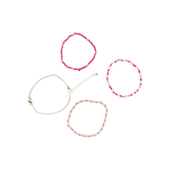 No Boundaries Women’s Heart and Beaded Bracelets Set, 4 Pack