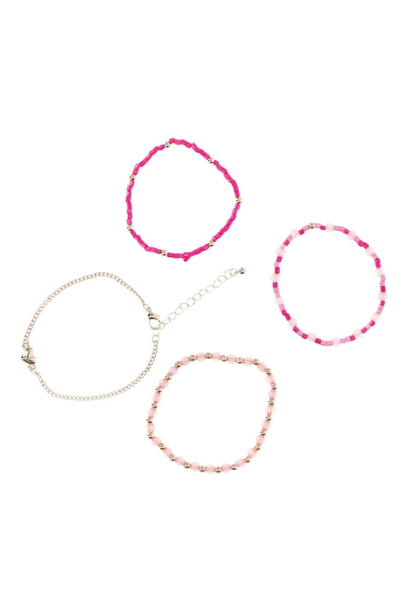 Women’s Heart and Beaded Bracelets Set, 4 Pack