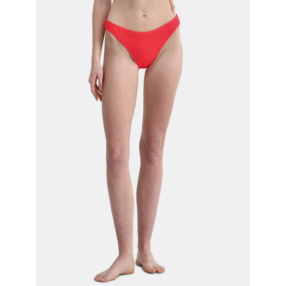 No Boundaries Women's Herringbone Crinkle Bikini Bottoms, Sizes XXS-XXL