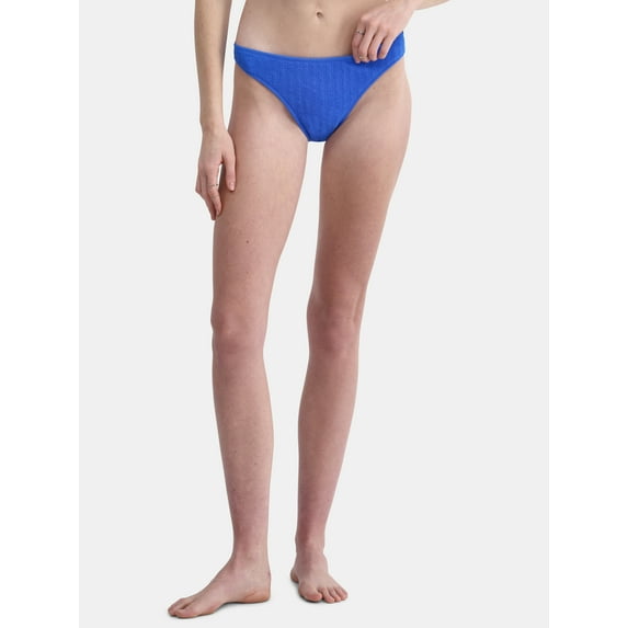 No Boundaries Women's Herringbone Crinkle Bikini Bottoms, Sizes XXS-XXL