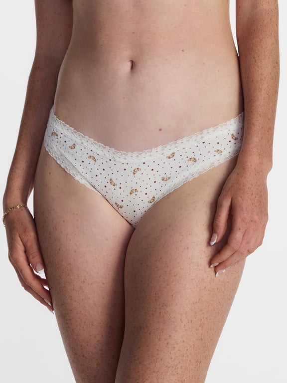 Cotton Blend Lace Hi Cut Bikini Panties, Women's XS-XXXL
