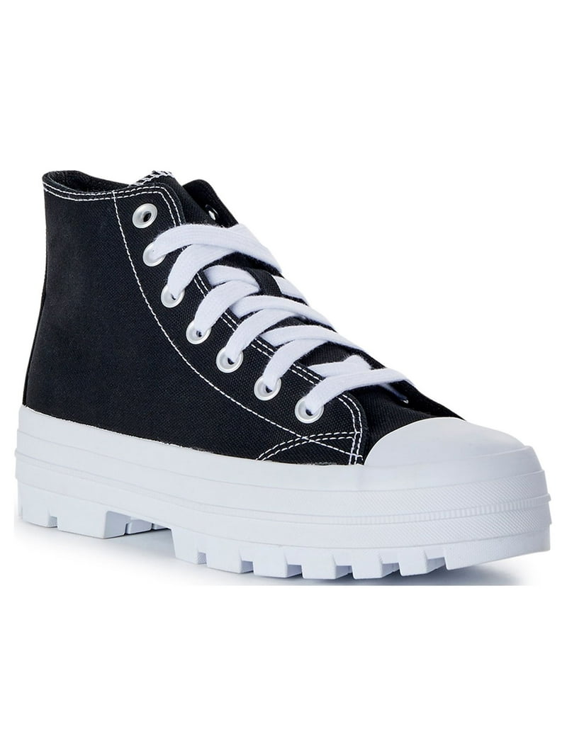 NO☆BU No Boundaries Women's High Top Canvas Lug Sneakers, Wide Width