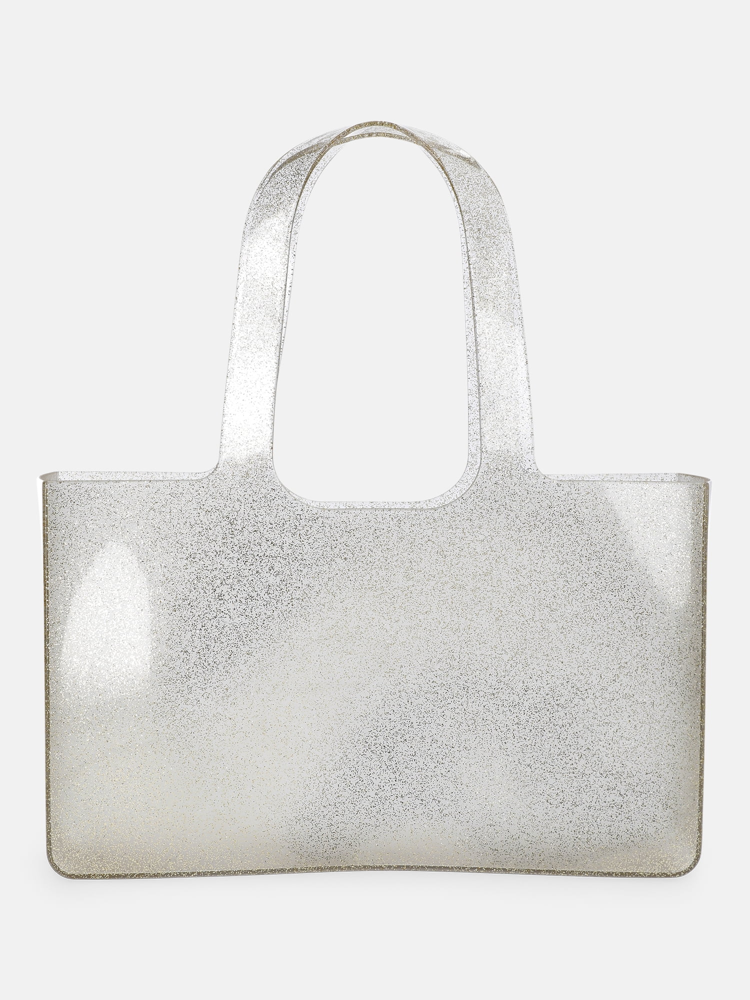 No Boundaries Women's Jelly Tote Bag, Clear with Gold Glitter