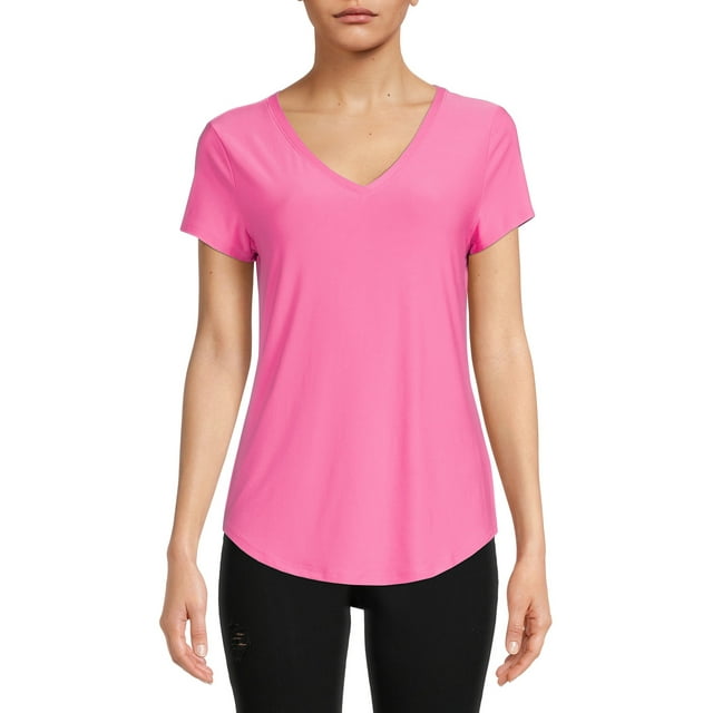 No Boundaries Women's Junior's Brushed V-Neck Short Sleeve T-Shirt