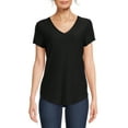 thumbnail image 1 of No Boundaries Women's Junior's Brushed V-Neck Short Sleeve T-Shirt, 1 of 5