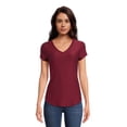 thumbnail image 1 of No Boundaries Women's Junior's Brushed V-Neck Short Sleeve T-Shirt, 1 of 5