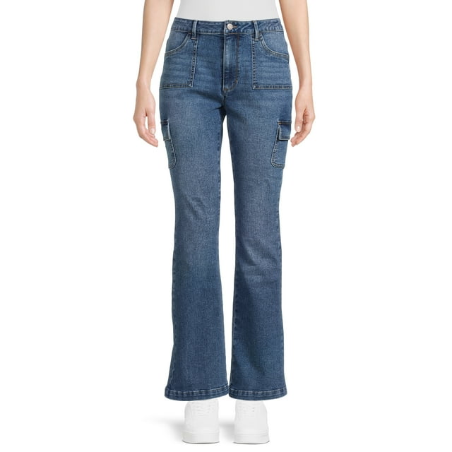 No Boundaries Women's Juniors Cargo Bootcut Pants, 31.5" Inseam, Sizes