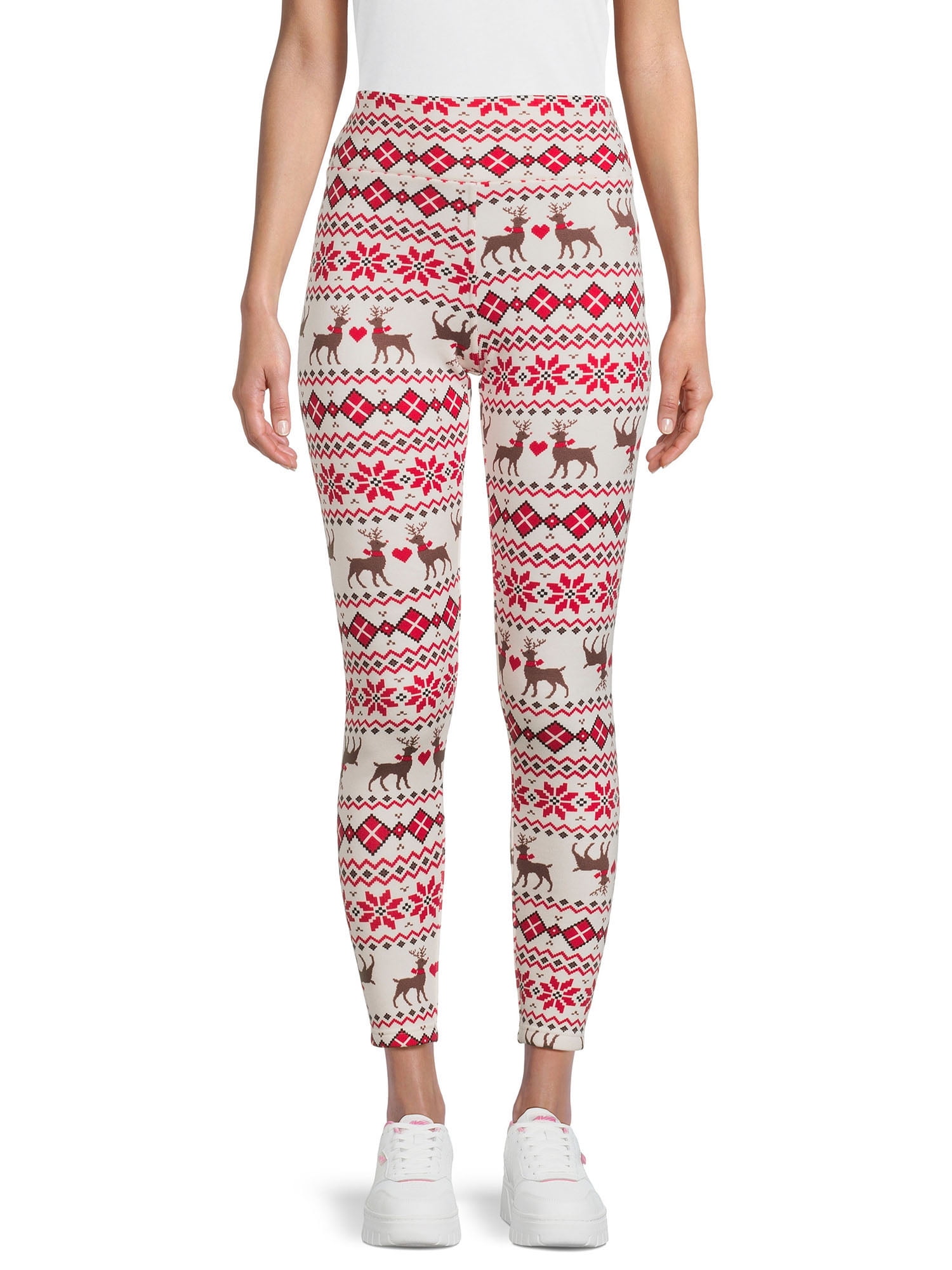 No Boundaries Women's Juniors Christmas Faux Fur Leggings