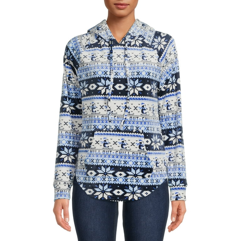No Boundaries Women's Juniors Christmas Plush Pullover Hoodie - Walmart.com