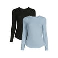thumbnail image 1 of No Boundaries Women's Juniors Crewneck Ribbed T-Shirt with Long Sleeves, 2-Pack, 1 of 5