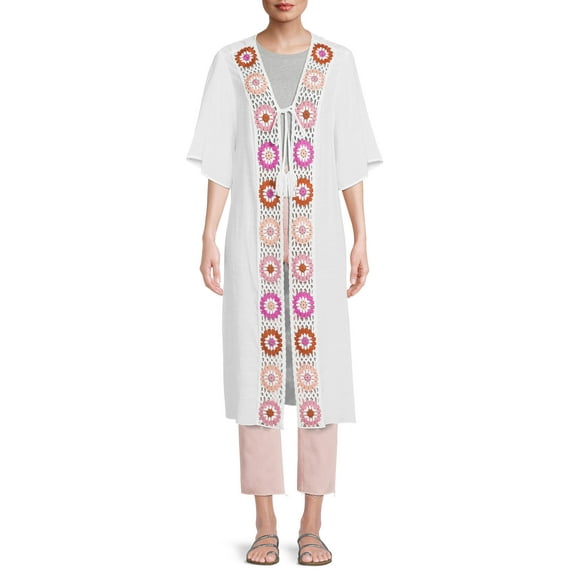 No Boundaries Women's Juniors Crochet Trim Layering Piece