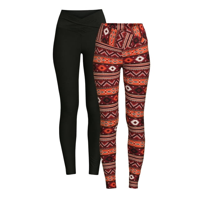 No Boundaries Women's Juniors Crossover Waistband Leggings, 2Pack