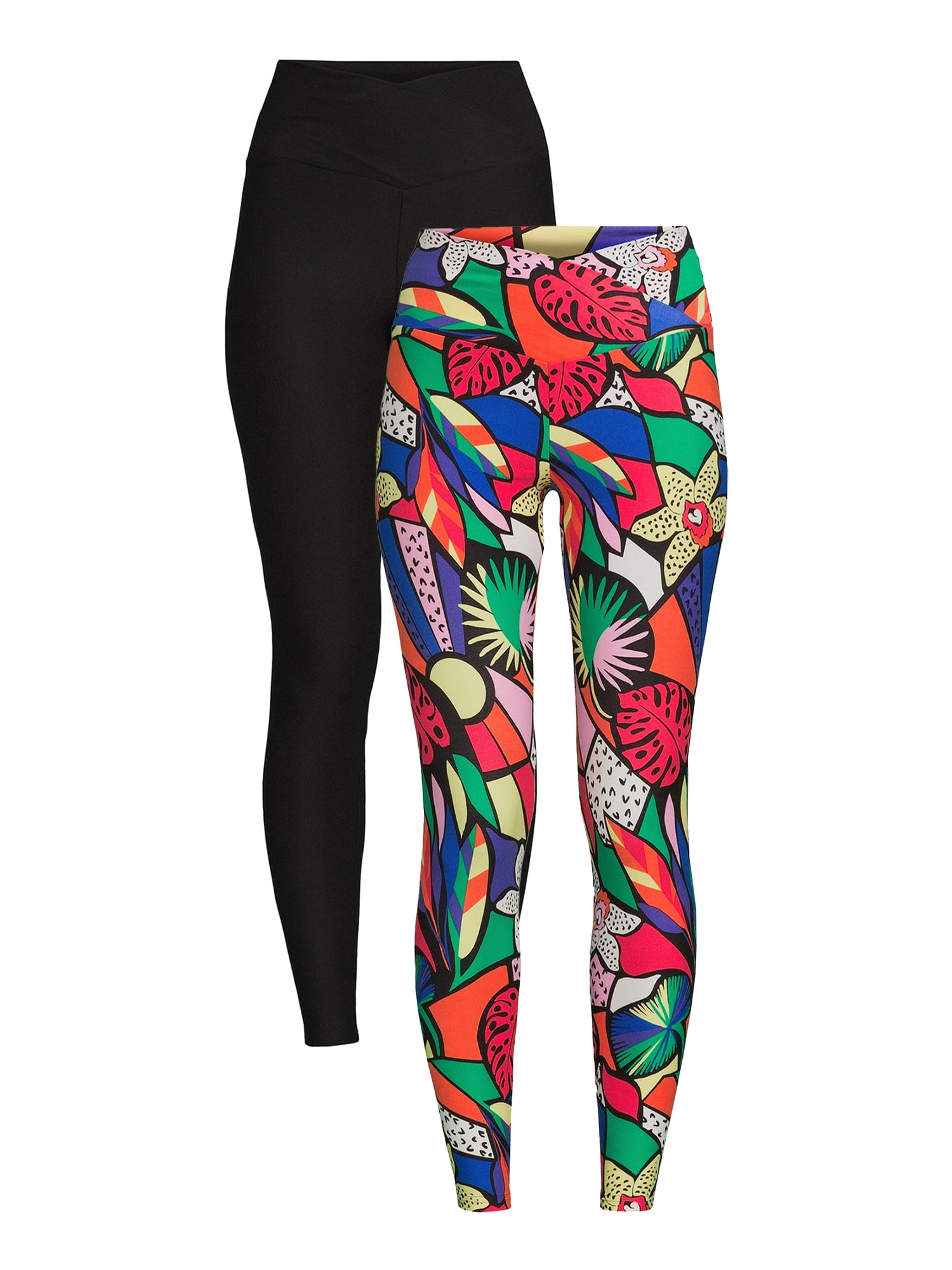 No Boundaries Women s Juniors Crossover Waistband Leggings 2 Pack