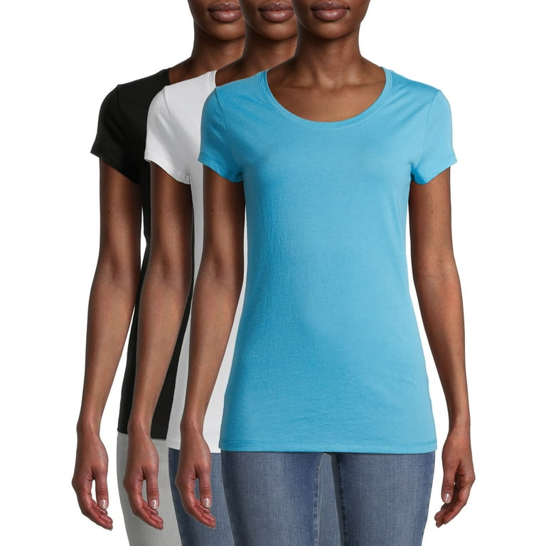 No Boundaries Women's Juniors Everyday Short Sleeve T-Shirt, 3-Pack