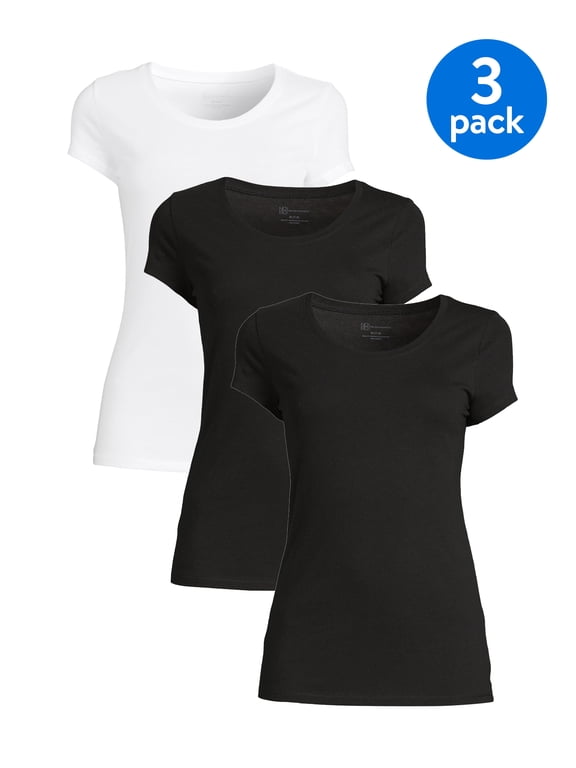 Women's Juniors Everyday Short Sleeve T-Shirt, 3-Pack