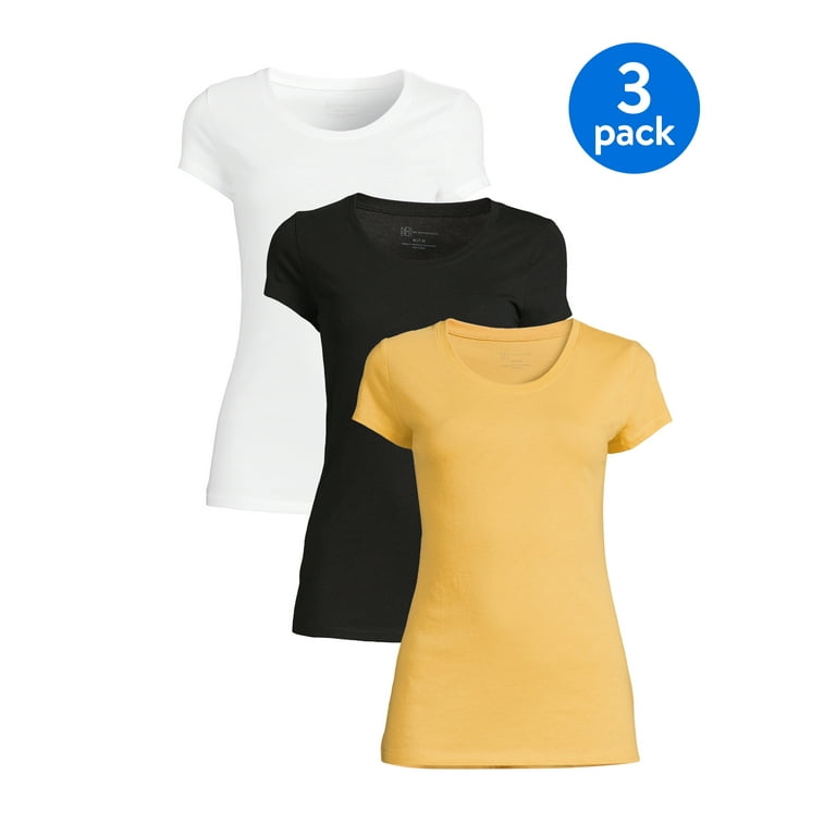 No Boundaries Women's Juniors Everyday Short Sleeve T-Shirt, 3-Pack 