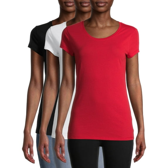 No Boundaries Women's Juniors Everyday Short Sleeve T-Shirt, 3-Pack